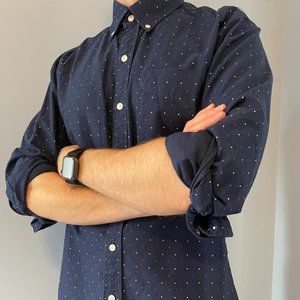 Bonobos Navy Dot Long-Sleeve Button Down (Medium Slim Fit)